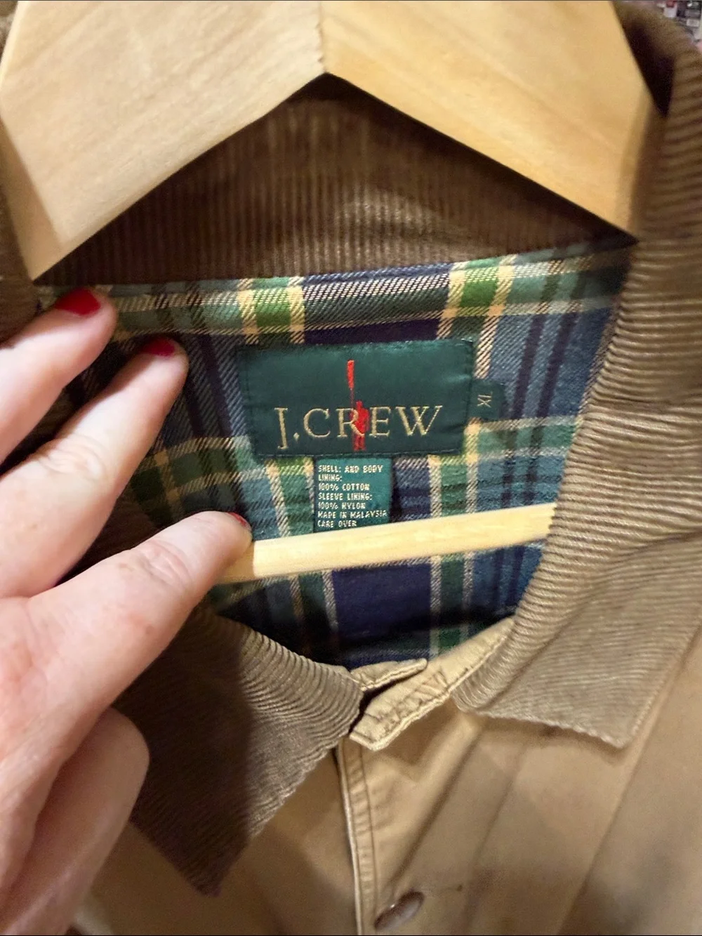 J. Crew Men’s Tan Lightweight Field Jacket with Corduroy Collar